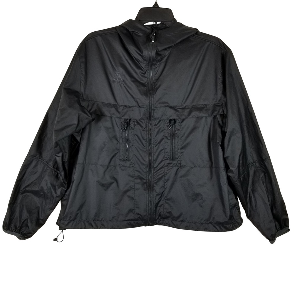 Nike ACG Cinder Cone Windshell Jacket Womens Medium Black Hooded Full Zip